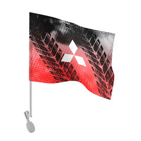 Флаг для автомобиля с принтом Mitsubishi sport auto motors в Екатеринбурге, 100% полиэстер | Размер: 30*21 см |  машина | марка | митсубиси