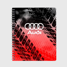 Тетрадь с принтом Audi sport auto motors в Екатеринбурге, 100% бумага | 48 листов, плотность листов — 60 г/м2, плотность картонной обложки — 250 г/м2. Листы скреплены сбоку удобной пружинной спиралью. Уголки страниц и обложки скругленные. Цвет линий — светло-серый
 | audi | auto | automobile | car | carbon | machine | motor | motor car | sport car | автомашина | ауди | бренд | легковой автомобиль | марка | спортивный автомобиль | тачка