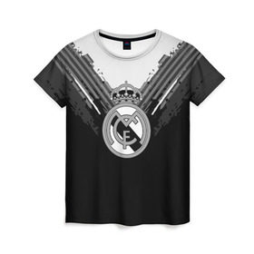 Женская футболка 3D с принтом Real Madrid abstract original в Екатеринбурге, 100% полиэфир ( синтетическое хлопкоподобное полотно) | прямой крой, круглый вырез горловины, длина до линии бедер | football | soccer | реал мадрид