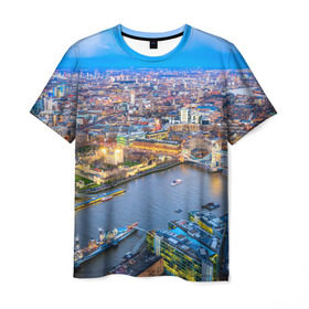 Мужская футболка 3D с принтом Лондон в Екатеринбурге, 100% полиэфир | прямой крой, круглый вырез горловины, длина до линии бедер | england | london | англия | великобритания | город | европа | королевство | лондон | мегаполис | путешествие | столица | туризм