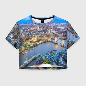 Женская футболка 3D укороченная с принтом Лондон в Екатеринбурге, 100% полиэстер | круглая горловина, длина футболки до линии талии, рукава с отворотами | england | london | англия | великобритания | город | европа | королевство | лондон | мегаполис | путешествие | столица | туризм