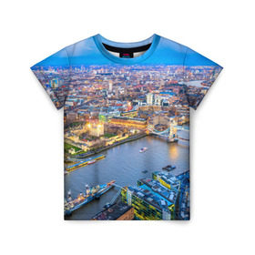 Детская футболка 3D с принтом Лондон в Екатеринбурге, 100% гипоаллергенный полиэфир | прямой крой, круглый вырез горловины, длина до линии бедер, чуть спущенное плечо, ткань немного тянется | Тематика изображения на принте: england | london | англия | великобритания | город | европа | королевство | лондон | мегаполис | путешествие | столица | туризм