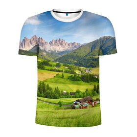 Мужская футболка 3D спортивная с принтом Альпы в Екатеринбурге, 100% полиэстер с улучшенными характеристиками | приталенный силуэт, круглая горловина, широкие плечи, сужается к линии бедра | австрия | альпы | германия | горный хребет | горы | италия | красота | лес | лихтенштейн | луг | пейзаж | природа | простор | раздолье | словения | франция | швейцария