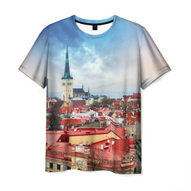 Мужская футболка 3D с принтом Таллин (Эстония) в Екатеринбурге, 100% полиэфир | прямой крой, круглый вырез горловины, длина до линии бедер | Тематика изображения на принте: estonia | tallin | город | европа | путешествие | таллин | туризм | эстония