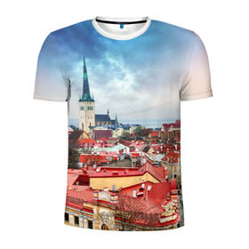 Мужская футболка 3D спортивная с принтом Таллин (Эстония) в Екатеринбурге, 100% полиэстер с улучшенными характеристиками | приталенный силуэт, круглая горловина, широкие плечи, сужается к линии бедра | Тематика изображения на принте: estonia | tallin | город | европа | путешествие | таллин | туризм | эстония