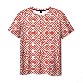Мужская футболка 3D с принтом Духобор (Обережная Вышивка) в Екатеринбурге, 100% полиэфир | прямой крой, круглый вырез горловины, длина до линии бедер | орнамент | русь | узоры