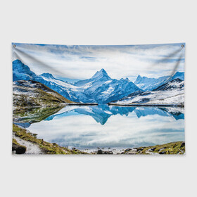Флаг-баннер с принтом Альпы в Екатеринбурге, 100% полиэстер | размер 67 х 109 см, плотность ткани — 95 г/м2; по краям флага есть четыре люверса для крепления | австрия | альпийские горы | альпийский хребет | альпы | германия | горное озеро | горные лыжи | европа | италия | лихтенштейн | пейзаж | природа | словения | сноуборд | франция | швейцария