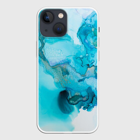 Чехол для iPhone 13 mini с принтом Лазурные краски в Екатеринбурге,  |  | abstraction | color | spray | tie dye | абстракция | акварель | брызги красок | живопись | искусство | капли капли | краски | текстуры | цветные краски | яркие цвета