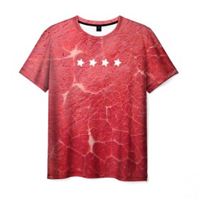 Мужская футболка 3D с принтом Мясо 100% в Екатеринбурге, 100% полиэфир | прямой крой, круглый вырез горловины, длина до линии бедер | fcsm | football | sp | мясные | футбольный клуб