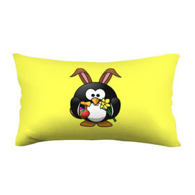 Подушка 3D антистресс с принтом Пасхальный пингвин в Екатеринбурге, наволочка — 100% полиэстер, наполнитель — вспененный полистирол | состоит из подушки и наволочки на молнии | весна | кролик | пасха | пингвин | праздники | яйцо