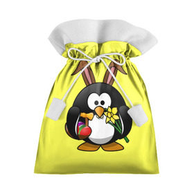 Подарочный 3D мешок с принтом Пасхальный пингвин в Екатеринбурге, 100% полиэстер | Размер: 29*39 см | весна | кролик | пасха | пингвин | праздники | яйцо