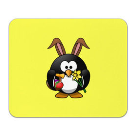 Коврик прямоугольный с принтом Пасхальный пингвин в Екатеринбурге, натуральный каучук | размер 230 х 185 мм; запечатка лицевой стороны | весна | кролик | пасха | пингвин | праздники | яйцо