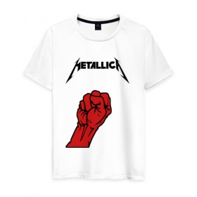 Мужская футболка хлопок с принтом Metallica в Екатеринбурге, 100% хлопок | прямой крой, круглый вырез горловины, длина до линии бедер, слегка спущенное плечо. | 