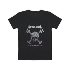 Детская футболка хлопок с принтом Metallica, death magnetic в Екатеринбурге, 100% хлопок | круглый вырез горловины, полуприлегающий силуэт, длина до линии бедер | metallica | джеймс хэтфилд | кирк хэмметт | ларс ульрих | металлика | роберт трухильо | рок группа