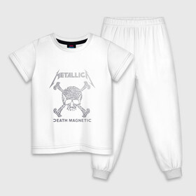 Детская пижама хлопок с принтом Metallica, death magnetic в Екатеринбурге, 100% хлопок |  брюки и футболка прямого кроя, без карманов, на брюках мягкая резинка на поясе и по низу штанин
 | Тематика изображения на принте: metallica | джеймс хэтфилд | кирк хэмметт | ларс ульрих | металлика | роберт трухильо | рок группа