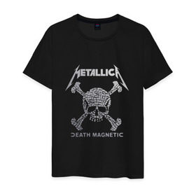Мужская футболка хлопок с принтом Metallica, death magnetic в Екатеринбурге, 100% хлопок | прямой крой, круглый вырез горловины, длина до линии бедер, слегка спущенное плечо. | metallica | джеймс хэтфилд | кирк хэмметт | ларс ульрих | металлика | роберт трухильо | рок группа