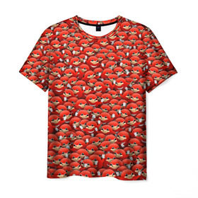 Мужская футболка 3D с принтом Угандийские Наклзы в Екатеринбурге, 100% полиэфир | прямой крой, круглый вырез горловины, длина до линии бедер | Тематика изображения на принте: sonic | ехидна | красный | мем | паттерн | персонаж | соник | толпа