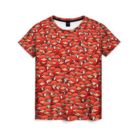 Женская футболка 3D с принтом Угандийские Наклзы в Екатеринбурге, 100% полиэфир ( синтетическое хлопкоподобное полотно) | прямой крой, круглый вырез горловины, длина до линии бедер | Тематика изображения на принте: sonic | ехидна | красный | мем | паттерн | персонаж | соник | толпа