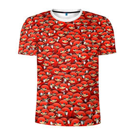 Мужская футболка 3D спортивная с принтом Угандийские Наклзы в Екатеринбурге, 100% полиэстер с улучшенными характеристиками | приталенный силуэт, круглая горловина, широкие плечи, сужается к линии бедра | Тематика изображения на принте: sonic | ехидна | красный | мем | паттерн | персонаж | соник | толпа
