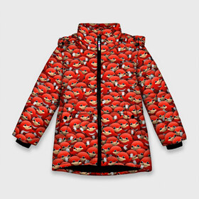 Зимняя куртка для девочек 3D с принтом Угандийские Наклзы в Екатеринбурге, ткань верха — 100% полиэстер; подклад — 100% полиэстер, утеплитель — 100% полиэстер. | длина ниже бедра, удлиненная спинка, воротник стойка и отстегивающийся капюшон. Есть боковые карманы с листочкой на кнопках, утяжки по низу изделия и внутренний карман на молнии. 

Предусмотрены светоотражающий принт на спинке, радужный светоотражающий элемент на пуллере молнии и на резинке для утяжки. | sonic | ехидна | красный | мем | паттерн | персонаж | соник | толпа