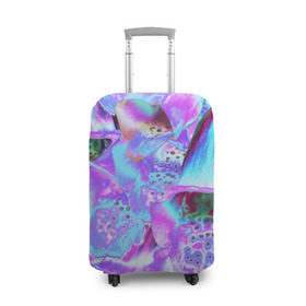 Чехол для чемодана 3D с принтом Цветы Аватара в Екатеринбурге, 86% полиэфир, 14% спандекс | двустороннее нанесение принта, прорези для ручек и колес | абстракция | аватар | неочем | синий | цветы