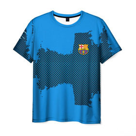 Мужская футболка 3D с принтом BARCELONA SPORT BLUE в Екатеринбурге, 100% полиэфир | прямой крой, круглый вырез горловины, длина до линии бедер | football | soccer | барселона