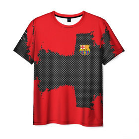 Мужская футболка 3D с принтом BARCELONA SPORT RED в Екатеринбурге, 100% полиэфир | прямой крой, круглый вырез горловины, длина до линии бедер | football | soccer | барселона