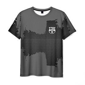 Мужская футболка 3D с принтом BARCELONA SPORT GRAY в Екатеринбурге, 100% полиэфир | прямой крой, круглый вырез горловины, длина до линии бедер | football | soccer | барселона