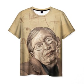 Мужская футболка 3D с принтом Ученый в Екатеринбурге, 100% полиэфир | прямой крой, круглый вырез горловины, длина до линии бедер | stephen hawking | наука | стивен хокинг | ученый | физика | черная дыра