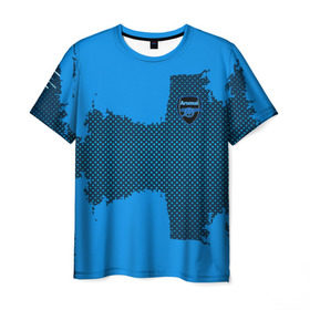 Мужская футболка 3D с принтом ARSENAL SPORT BLUE в Екатеринбурге, 100% полиэфир | прямой крой, круглый вырез горловины, длина до линии бедер | football | soccer | арсенал