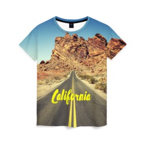 Женская футболка 3D с принтом California collection в Екатеринбурге, 100% полиэфир ( синтетическое хлопкоподобное полотно) | прямой крой, круглый вырез горловины, длина до линии бедер | california | usa | америка | города | дороги | калифорния | природа | страны | сша