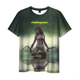 Мужская футболка 3D с принтом Cyberpunk2077 в Екатеринбурге, 100% полиэфир | прямой крой, круглый вырез горловины, длина до линии бедер | 2077 | cd project | cyberpunk | red | ведьмак | киберпанк