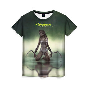 Женская футболка 3D с принтом Cyberpunk2077 в Екатеринбурге, 100% полиэфир ( синтетическое хлопкоподобное полотно) | прямой крой, круглый вырез горловины, длина до линии бедер | 2077 | cd project | cyberpunk | red | ведьмак | киберпанк