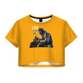 Женская футболка Cropp-top с принтом LION в Екатеринбурге, 100% полиэстер | круглая горловина, длина футболки до линии талии, рукава с отворотами | chimera | lion | outbreak | rainbow six | осада
