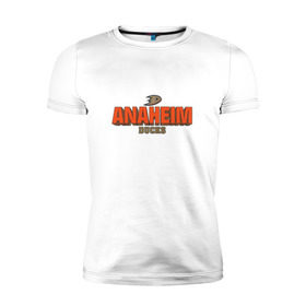 Мужская футболка премиум с принтом Анахайм Дакс в Екатеринбурге, 92% хлопок, 8% лайкра | приталенный силуэт, круглый вырез ворота, длина до линии бедра, короткий рукав | anaheim ducks | nhl | нхл | хоккей