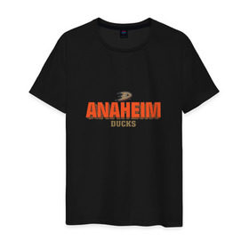 Мужская футболка хлопок с принтом Анахайм Дакс в Екатеринбурге, 100% хлопок | прямой крой, круглый вырез горловины, длина до линии бедер, слегка спущенное плечо. | anaheim ducks | nhl | нхл | хоккей