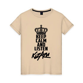 Женская футболка хлопок с принтом Keep calm and listen Kizaru в Екатеринбурге, 100% хлопок | прямой крой, круглый вырез горловины, длина до линии бедер, слегка спущенное плечо | kizaru | кизару | олег нечипоренко