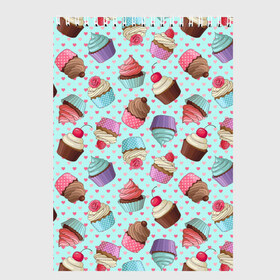 Скетчбук с принтом Милые кексики в Екатеринбурге, 100% бумага
 | 48 листов, плотность листов — 100 г/м2, плотность картонной обложки — 250 г/м2. Листы скреплены сверху удобной пружинной спиралью | Тематика изображения на принте: cupcake | deliciouse | lollipop | strawberry | sweets | yummy | вкусняшки | еда | капкейк | капкейки | клубника | конфета | леденец | сладости | черника