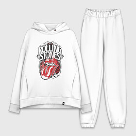 Женский костюм хлопок Oversize с принтом The Rolling Stones в Екатеринбурге,  |  | the rolling stones | бродяги | вольные странники | группа | катящиеся камни | кит ричардс | мик джаггер | рок | рок н ролл | ролинг | роллинг | рон вуд | стоун | стоунз | стоунс | чарли уоттс