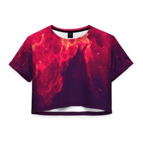 Женская футболка 3D укороченная с принтом NEBULA IN SPACE в Екатеринбурге, 100% полиэстер | круглая горловина, длина футболки до линии талии, рукава с отворотами | abstraction | cosmos | nebula | space | star | universe | абстракция | вселенная | звезды | космос | мир | планеты