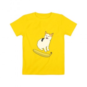 Детская футболка хлопок с принтом Cat no banana в Екатеринбурге, 100% хлопок | круглый вырез горловины, полуприлегающий силуэт, длина до линии бедер | angry cat | banana | cat | no banana