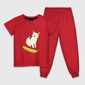 Детская пижама хлопок с принтом Cat no banana в Екатеринбурге, 100% хлопок |  брюки и футболка прямого кроя, без карманов, на брюках мягкая резинка на поясе и по низу штанин
 | angry cat | banana | cat | no banana