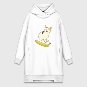 Платье-худи хлопок с принтом Cat no banana в Екатеринбурге,  |  | angry cat | banana | cat | no banana