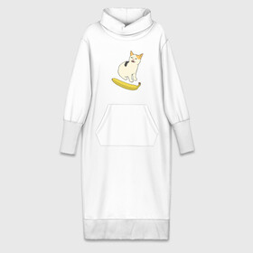 Платье удлиненное хлопок с принтом Cat no banana в Екатеринбурге,  |  | Тематика изображения на принте: angry cat | banana | cat | no banana