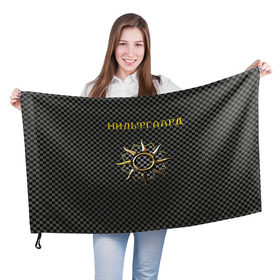 Флаг 3D с принтом Гвинт: нильфгаард в Екатеринбурге, 100% полиэстер | плотность ткани — 95 г/м2, размер — 67 х 109 см. Принт наносится с одной стороны | Тематика изображения на принте: ведьмак | гвинт | нильфгаард | черное солнце | эмгыр