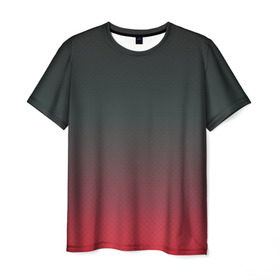 Мужская футболка 3D с принтом Red Carbon в Екатеринбурге, 100% полиэфир | прямой крой, круглый вырез горловины, длина до линии бедер | carbon | градиент | карбон