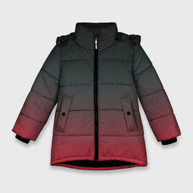 Зимняя куртка для девочек 3D с принтом Red Carbon в Екатеринбурге, ткань верха — 100% полиэстер; подклад — 100% полиэстер, утеплитель — 100% полиэстер. | длина ниже бедра, удлиненная спинка, воротник стойка и отстегивающийся капюшон. Есть боковые карманы с листочкой на кнопках, утяжки по низу изделия и внутренний карман на молнии. 

Предусмотрены светоотражающий принт на спинке, радужный светоотражающий элемент на пуллере молнии и на резинке для утяжки. | carbon | градиент | карбон
