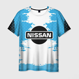 Мужская футболка 3D с принтом Nissan в Екатеринбурге, 100% полиэфир | прямой крой, круглый вырез горловины, длина до линии бедер | Тематика изображения на принте: motor | nissan | авто | лого | машина | ниссан | тачка