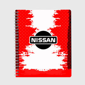Тетрадь с принтом Nissan в Екатеринбурге, 100% бумага | 48 листов, плотность листов — 60 г/м2, плотность картонной обложки — 250 г/м2. Листы скреплены сбоку удобной пружинной спиралью. Уголки страниц и обложки скругленные. Цвет линий — светло-серый
 | Тематика изображения на принте: motor | nissan | авто | лого | машина | ниссан | тачка