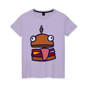 Женская футболка хлопок с принтом Derp Burger в Екатеринбурге, 100% хлопок | прямой крой, круглый вырез горловины, длина до линии бедер, слегка спущенное плечо | fortnite | фортнайт